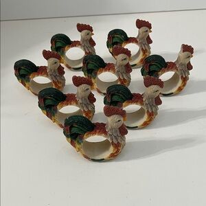 Rooster Napkin Rings Set of 8